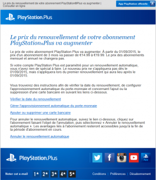 PlayStation Plus Augmentation abonnement