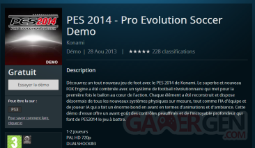 Pro Evolution Soccer PES 2014 Demo PSN en avance PC
