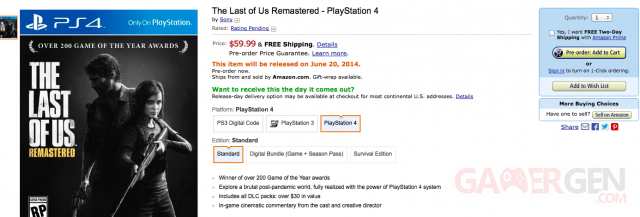 The Last of us Remastered Date Amazon